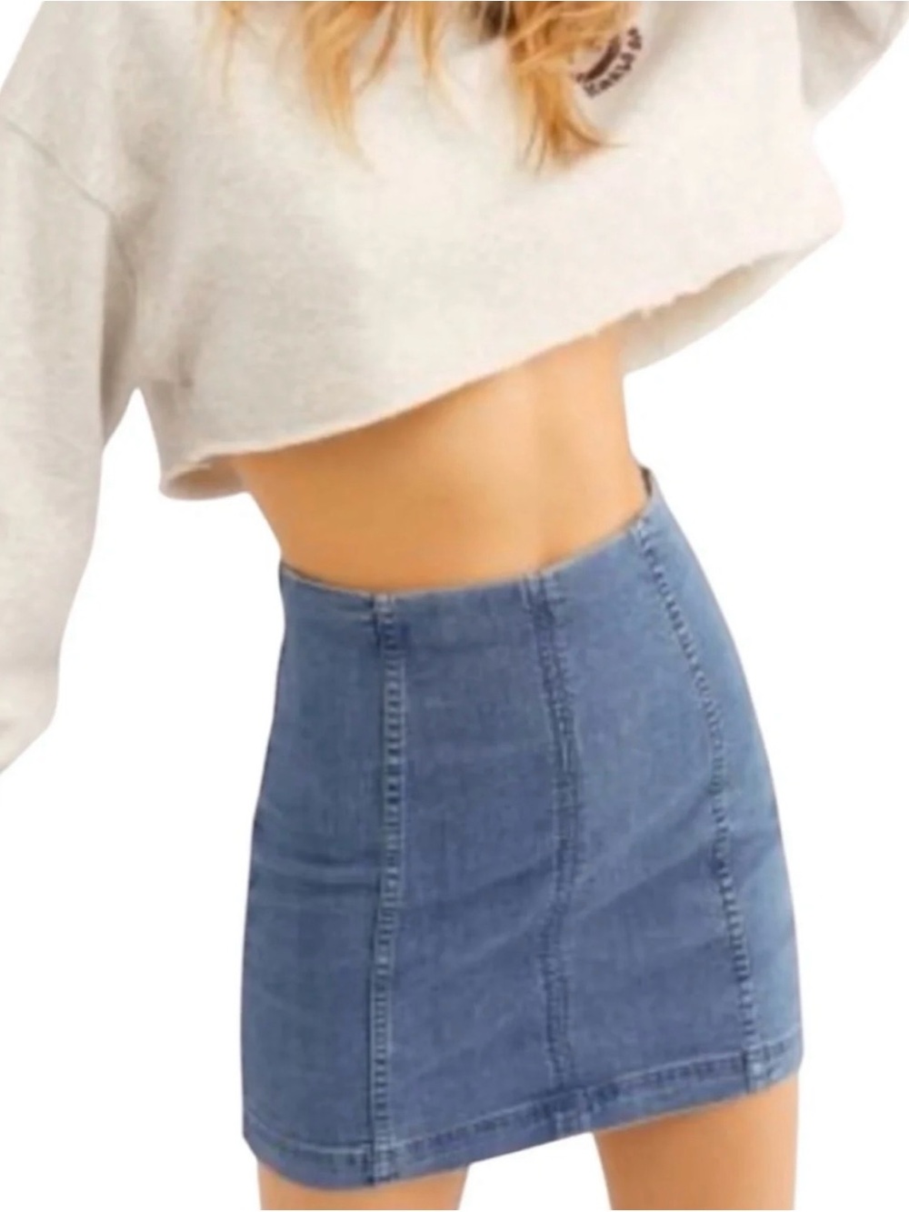 Free People Blue Denim High-Rise Mini Skirt